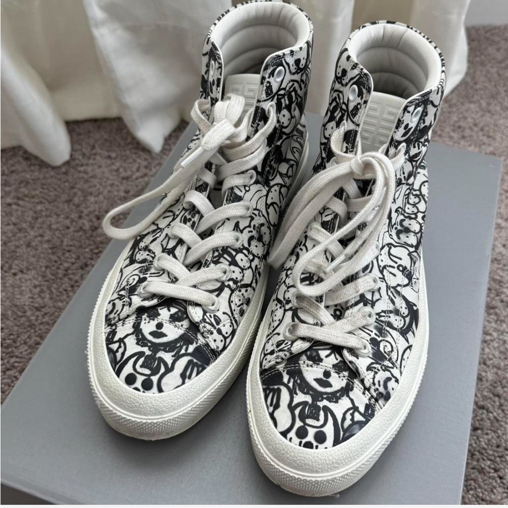 authentic Givenchy x CHITO graffiti black and white high top sneakers